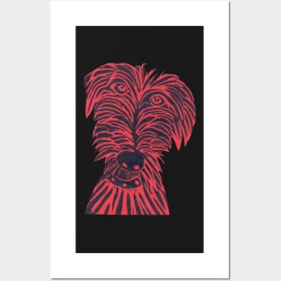 Dog. Scruffy Mutt, Red Posters and Art